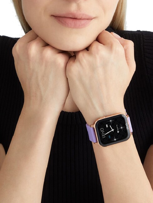 VOICE ENERGY Montre connect&eacute;e avec bo&icirc;tier en silicone et aluminium rose d'or - Montres