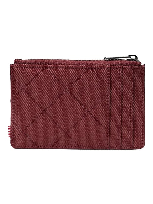 OSCAR Porte-cartes plat avec zip matelass&eacute; rouge sang de b&oelig;uf - Portefeuilles Homme