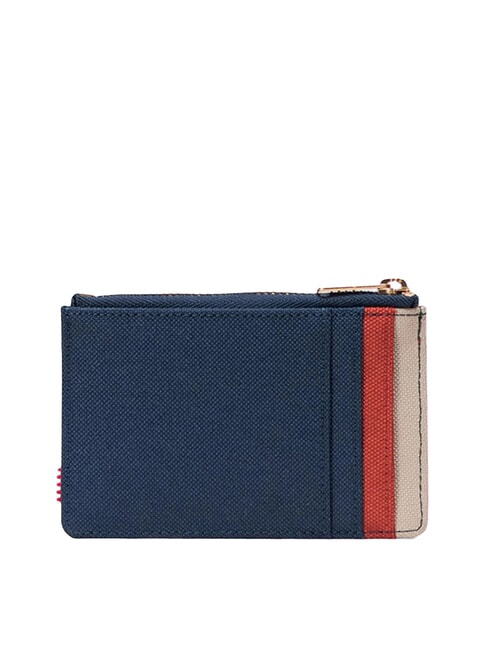 OSCAR Porte-cartes plat avec zip iris noir/ocre rouge/serg&eacute; - Portefeuilles Homme