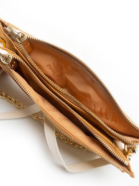 ESCAPE GEO Sac bandouli&egrave;re avec cha&icirc;ne et bandouli&egrave;re Ivoire - Sacs pour Femme