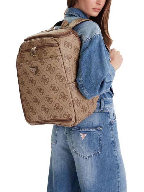 BERTA Sac &agrave; dos multipoches, compartiment sous si&egrave;ge 45 cm logo latte / marron - Sacs pour Femme