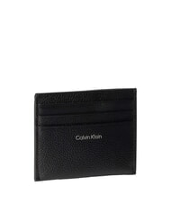 CALVIN KLEIN HARDWARE EMBLEM PEBB porte-cartes en cuir plat sur noir - Portefeuilles Femme - 2