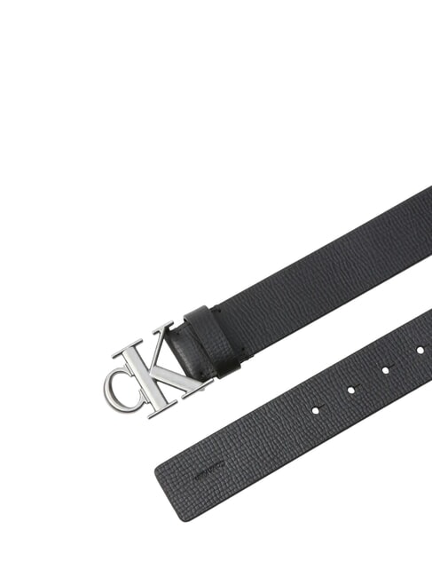 CK HARDWARE ceinture en cuir noir/argent antique - Ceintures