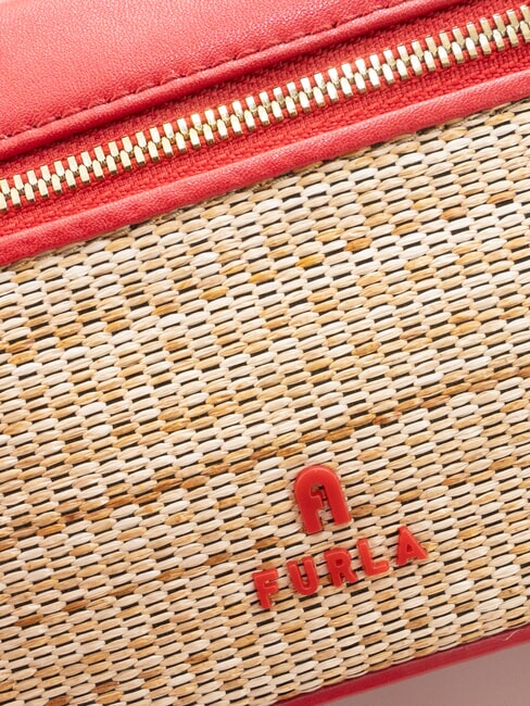 CAMPIONARIO - CAMELIA Mini sac &agrave; main avec bandouli&egrave;re naturel + rouge v&eacute;nitien - Sacs pour Femme