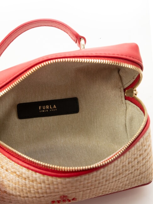 CAMPIONARIO - CAMELIA Mini sac &agrave; main avec bandouli&egrave;re naturel + rouge v&eacute;nitien - Sacs pour Femme