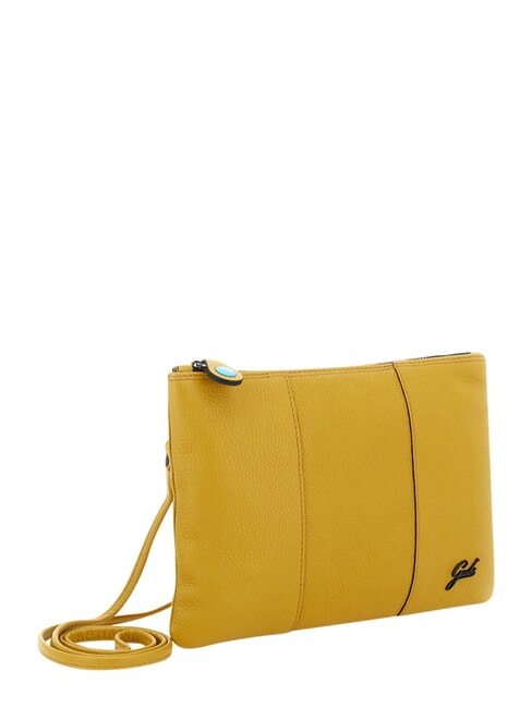 BEYONCE Pochette en cuir de taille moyenne avec bandouli&egrave;re Miel - Sacs pour Femme