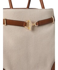 RALPH LAUREN BLAIKE Sac &agrave; main avec bandouli&egrave;re toile blanche/beige - Sacs pour Femme - 7
