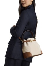 RALPH LAUREN BLAIKE Sac &agrave; main avec bandouli&egrave;re, sac seau toile blanche/beige - Sacs pour Femme - 2