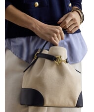RALPH LAUREN BLAIKE Sac &agrave; main avec bandouli&egrave;re, sac seau naturel/toile/marine - Sacs pour Femme - 3