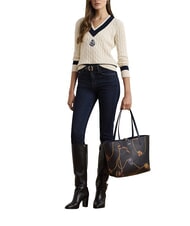 RALPH LAUREN Merrimack Sac d'&eacute;paule r&eacute;versible marine/rayures fines - Sacs pour Femme - 2