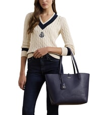 RALPH LAUREN Merrimack Sac d'&eacute;paule r&eacute;versible marine/rayures fines - Sacs pour Femme - 3