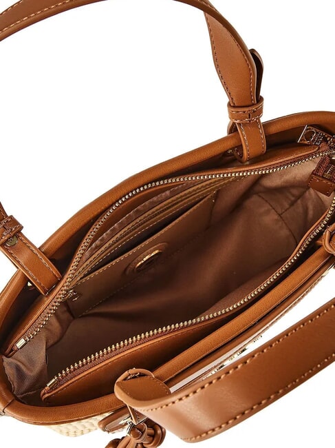 STRAW CHIC Sac &agrave; main avec bandouli&egrave;re cuir naturel - Sacs pour Femme