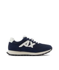ARMANI EXCHANGE DROP MICROSUEDE Baskets avec logo contrast&eacute; bleu marine + blanc cass&eacute; - Chaussures Homme - 2
