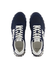 ARMANI EXCHANGE DROP MICROSUEDE Baskets avec logo contrast&eacute; bleu marine + blanc cass&eacute; - Chaussures Homme - 3