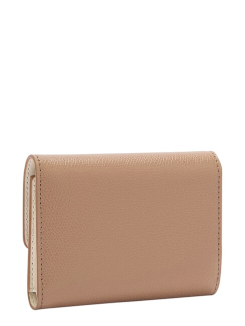 IRIDE Portefeuille compact en cuir int&eacute;rieur gris-beige et sable. - Portefeuilles Femme
