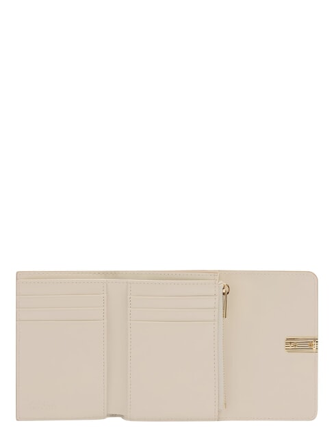 IRIDE Portefeuille compact en cuir int&eacute;rieur gris-beige et sable. - Portefeuilles Femme