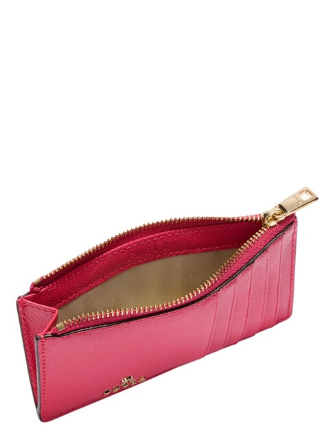 CAMELIA Portefeuille plat en cuir rose velours - Portefeuilles Femme