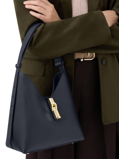 GOCCIA Sac bandouli&egrave;re en cuir bleu encre - Sacs pour Femme