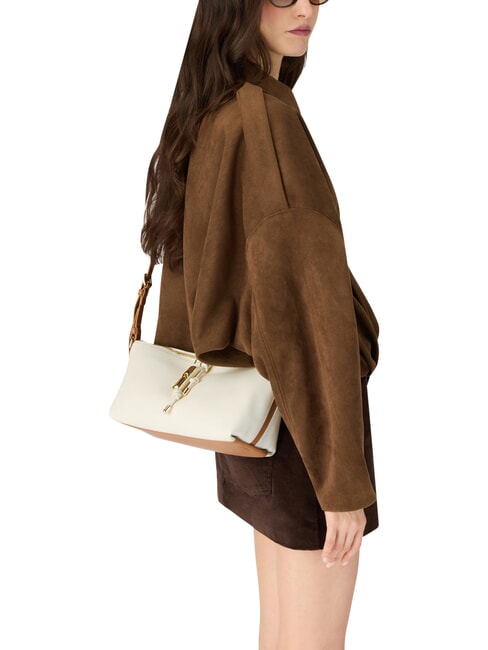 DEBBY Sac bandouli&egrave;re en cuir cr&egrave;me + brandy - Sacs pour Femme