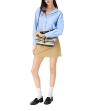 FURLA DEBBY Sac bandouli&egrave;re en cuir et lin tons indigo - Sacs pour Femme - 2