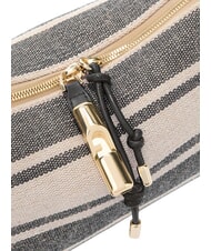 FURLA DEBBY Sac bandouli&egrave;re en cuir et lin tons indigo - Sacs pour Femme - 6