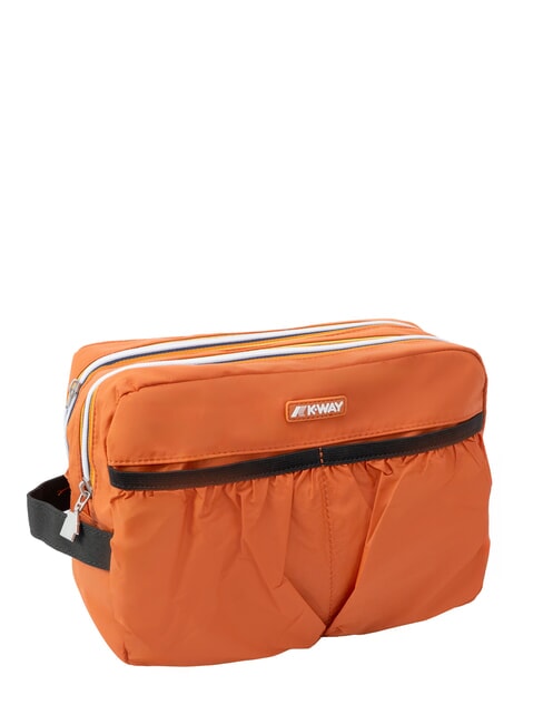 ALBAS Trousse de beaut&eacute; double zip avec poches brun orang&eacute; - Trousses