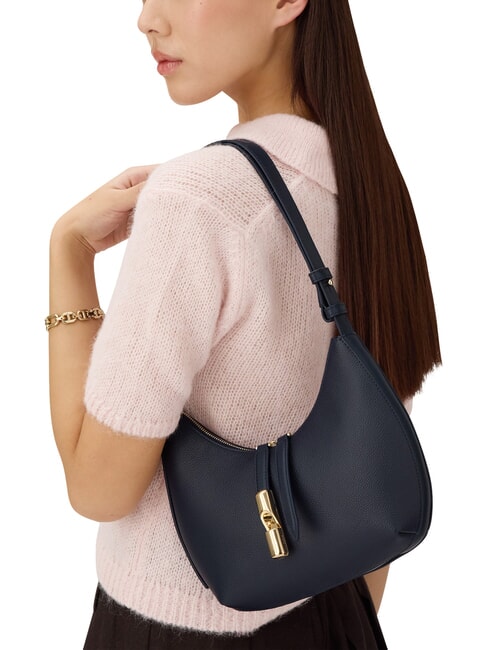 GOCCIA Sac bandouli&egrave;re en cuir martel&eacute; bleu encre - Sacs pour Femme