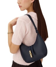 FURLA GOCCIA Sac bandouli&egrave;re en cuir martel&eacute; bleu encre - Sacs pour Femme - 3