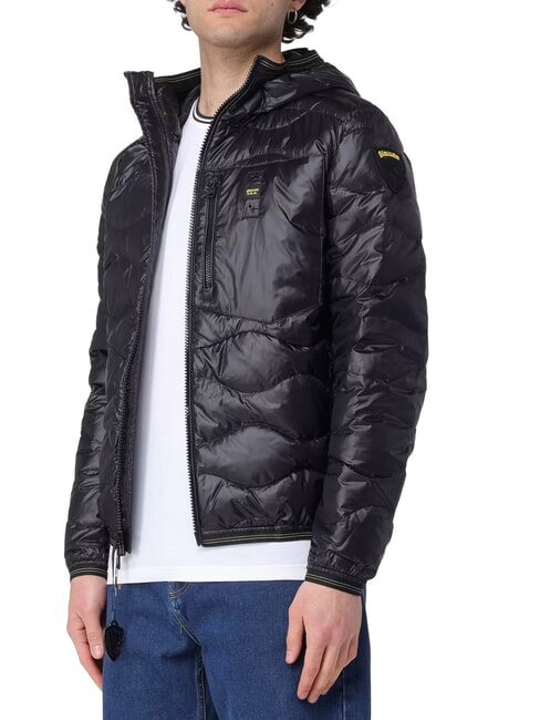 WAVE Doudoune courte matelass&eacute;e &agrave; capuche noir - Doudounes homme