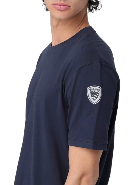 HANSON T-shirt en coton &agrave; manches courtes bleu - T-shirt