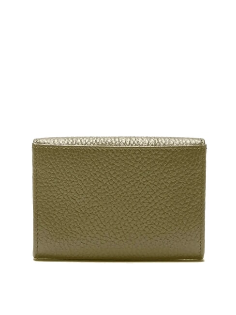 METALLIC SOFT Porte-cartes en cuir martel&eacute; vert laurier - Portefeuilles Femme