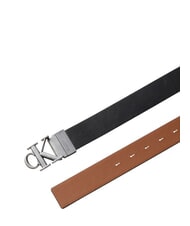 CALVIN KLEIN CK HARDWARE Ceinture r&eacute;versible en cuir noir/cognac/argent antique - Ceintures - 2