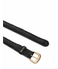 CALVIN KLEIN CLASSIC BUCKLE ceinture en cuir noir / or clair antique - Ceintures - 2