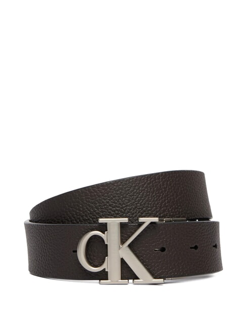 CK HARDWARE Ceinture r&eacute;versible en cuir noir/ck brun fonc&eacute;/antique s - Ceintures