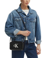 CALVIN KLEIN BOLD MONOGRAM Mini sac &agrave; bandouli&egrave;re noir et blanc - Sacs pour Femme - 2