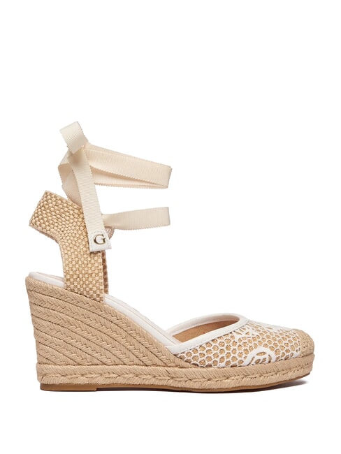 CHEYIN Sandales espadrilles &agrave; talon de 10 cm blanc naturel - Chaussures Femme