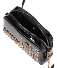 LOVE MOSCHINO ENAMELED Sac bandouli&egrave;re brillant Noir - Sacs pour Femme - 3