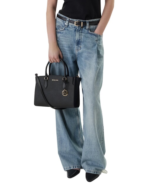 BECCA Sac &agrave; main avec bandouli&egrave;re, en cuir noir - Sacs pour Femme