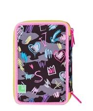 SJGANG GAME-LED GIRL Trousse &agrave; crayons &agrave; 3 fermetures &eacute;clair poup&eacute;e rose - &Eacute;tuis et Accessoires - 6