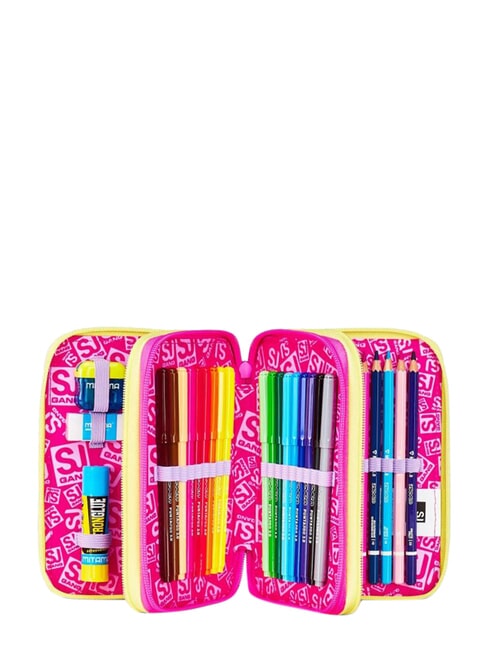 GAME-LED GIRL Trousse &agrave; crayons &agrave; 3 fermetures &eacute;clair poup&eacute;e rose - &Eacute;tuis et Accessoires