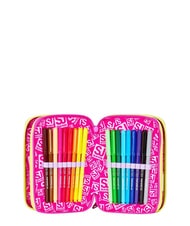 SJGANG GAME-LED GIRL Trousse &agrave; crayons &agrave; 3 fermetures &eacute;clair poup&eacute;e rose - &Eacute;tuis et Accessoires - 3