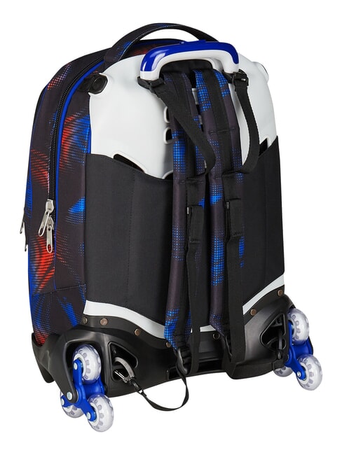 OPTICAL SHADE BOY Sac &agrave; dos trolley &agrave; 3 roues, amovible bleu r&eacute;flexe - Sacs &agrave; dos &agrave; roulettes