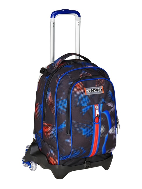 OPTICAL SHADE BOY Sac &agrave; dos trolley &agrave; 3 roues, amovible bleu r&eacute;flexe - Sacs &agrave; dos &agrave; roulettes