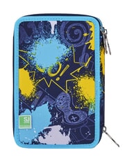 SJGANG SJ EVER Trousse &agrave; crayons &agrave; 3 fermetures &eacute;clair bleu jacinthe turquoise - &Eacute;tuis et Accessoires - 3