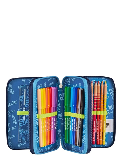 SJ EVER Trousse &agrave; crayons &agrave; 3 fermetures &eacute;clair bleu jacinthe turquoise - &Eacute;tuis et Accessoires