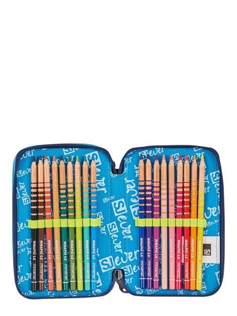 SJ EVER Trousse &agrave; crayons &agrave; 3 fermetures &eacute;clair bleu jacinthe turquoise - &Eacute;tuis et Accessoires