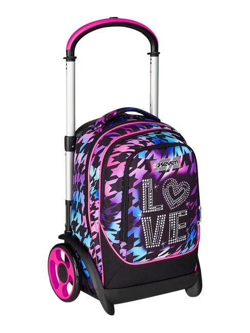 GLOW LOVE Sac &agrave; dos trolley amovible &agrave; 2 roues Noir - Sacs &agrave; dos &agrave; roulettes