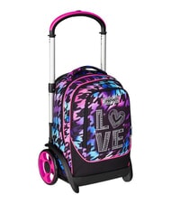 SEVEN GLOW LOVE Sac &agrave; dos trolley amovible &agrave; 2 roues Noir - Sacs &agrave; dos &agrave; roulettes - 4