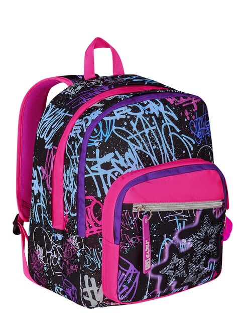 SJ EVER FIXSTAR GIRL Sac &agrave; dos &agrave; double compartiment Noir - Sacs &agrave; dos pour l'&Eacute;cole & les Loisirs
