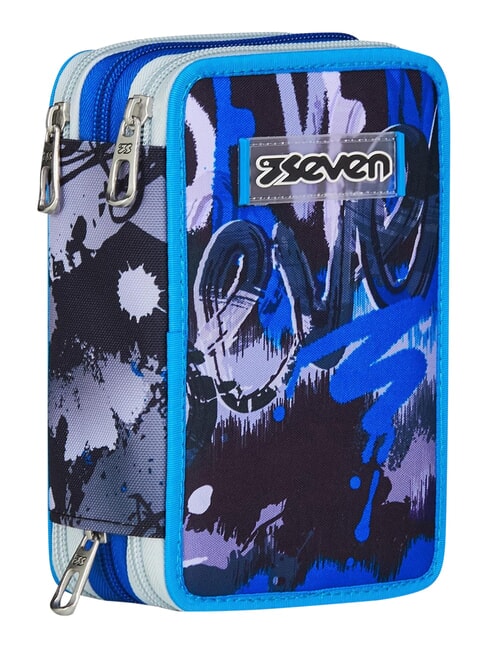 GET TOGETHER Trousse &agrave; crayons &agrave; 3 fermetures &eacute;clair bleu r&eacute;flexe - &Eacute;tuis et Accessoires